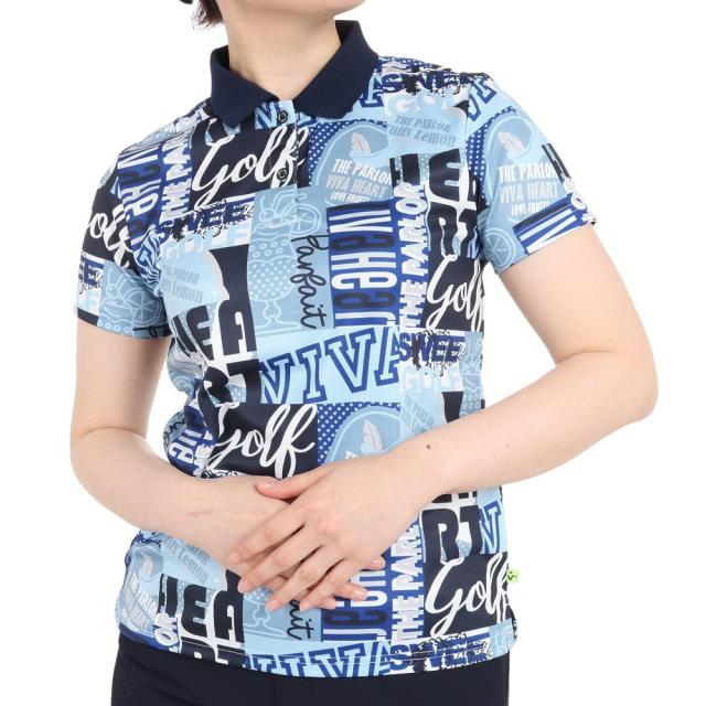 ビバハート(VIVA HEART)ゴルフウェア 吸汗 速乾 PARLOR柄 半袖 ポロシャツ 012-28340-098(La…