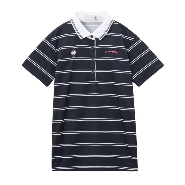【ポイント5％！5/3 21:00〜22:59限定】ルコックスポルティフ(lecoqsportif)ゴルフウェア ボーダー半袖シャツ LG6SHS00L NV00(Lady’s)