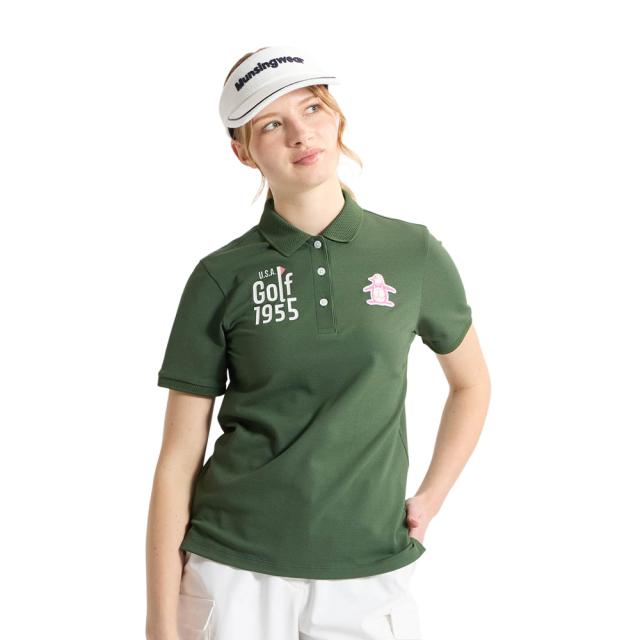 マンシング(MUNSING)ゴルフウェア 吸汗速乾 マナードベア鹿の子半袖ポロシャツ MG6SHS36L GR00(Lady’…