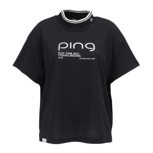 ピン(PING)ゴルフウェア モックネック 変形 カノコ 半袖ハイネックカットソー 622-6167300-010(Lady’…