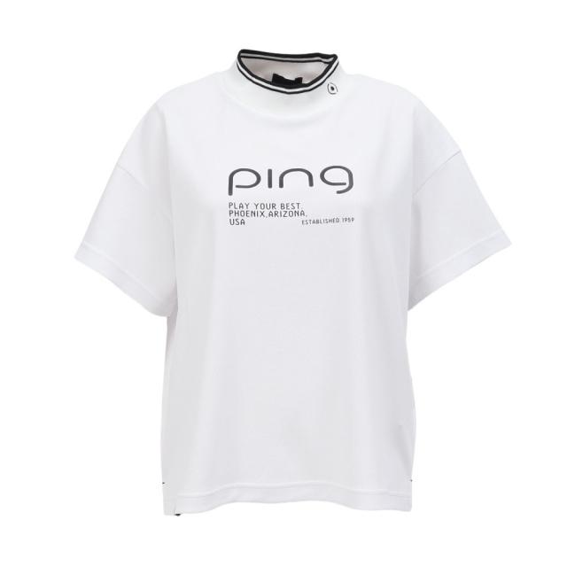ピン(PING)ゴルフウェア モックネック 変形 カノコ 半袖ハイネックカットソー 622-6167300-030(Lady’…