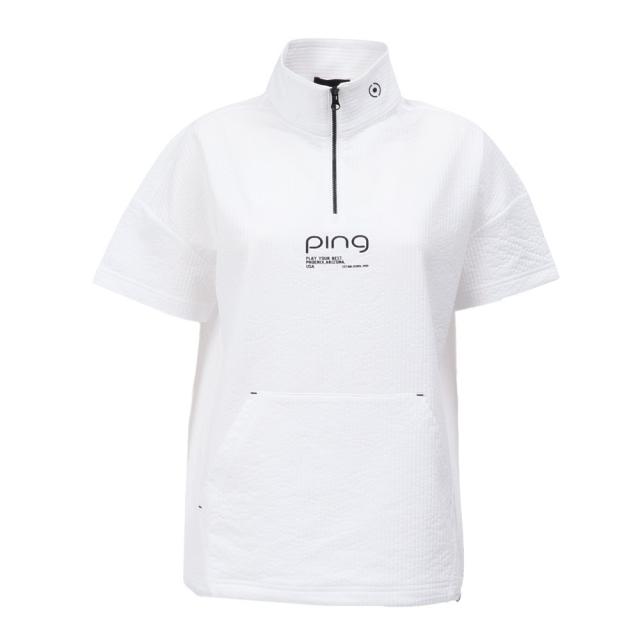 ピン(PING)モックネック ゴルフ PEサッカー 半袖ハーフジップシャツ 622-6167500-030(Lady’s)