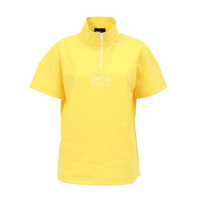 ピン(PING)モックネック ゴルフ PEサッカー 半袖ハーフジップシャツ 622-6167500-060(Lady’s)