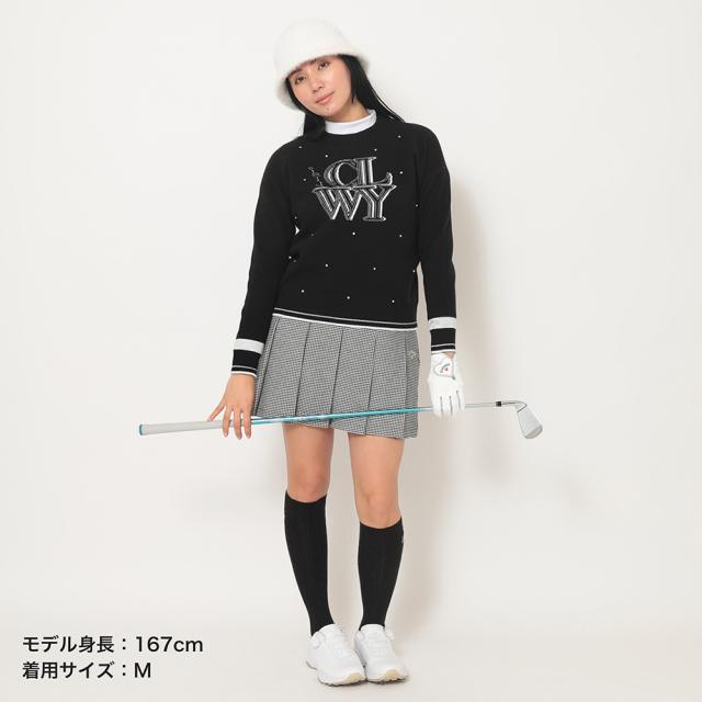 キャロウェイ(CALLAWAY)ゴルフウェア クルーネック長袖ラインストーン付きニット C25218201-1010(Lady…_3