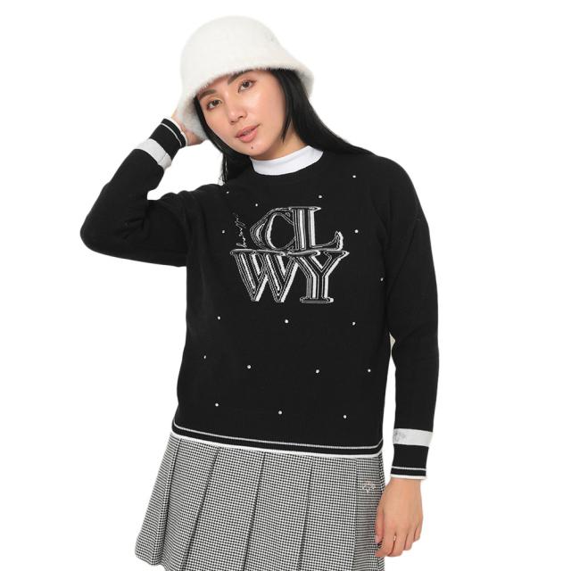 キャロウェイ(CALLAWAY)ゴルフウェア クルーネック長袖ラインストーン付きニット C25218201-1010(Lady…