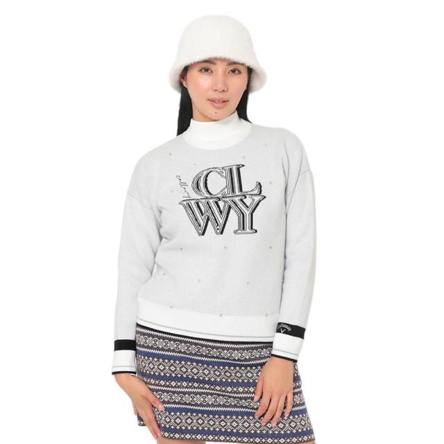 キャロウェイ(CALLAWAY)ゴルフウェア クルーネック長袖ラインストーン付きニット C25218201-1030(Lady…