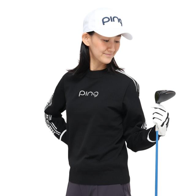 ピン(PING)ゴルフウェア 長袖 ロゴジャカード ハイネックニット 622-5275800-010(Lady’s)