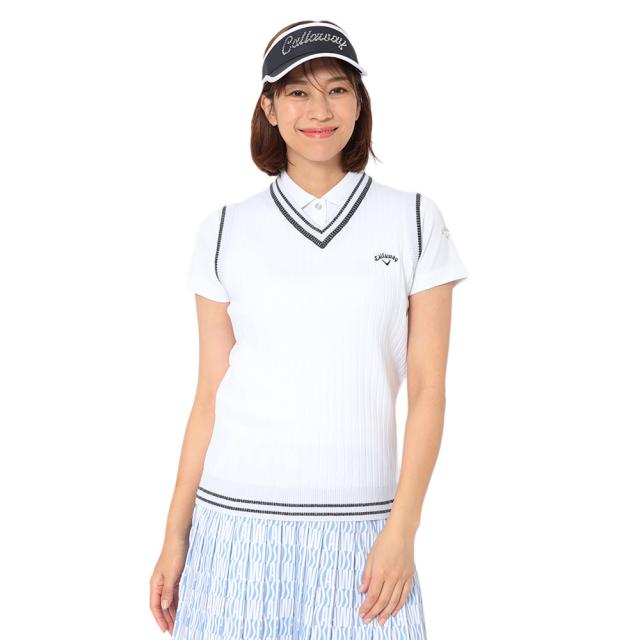 キャロウェイ(CALLAWAY)ゴルフウェア リブ編み Vネックニットベスト C26119200-1030(Lady’s)