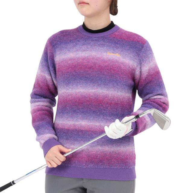 レザレクション(Resurrection)ゴルフウェア 長袖セーター グラデーションブークレニット BD34KNPO05-W …