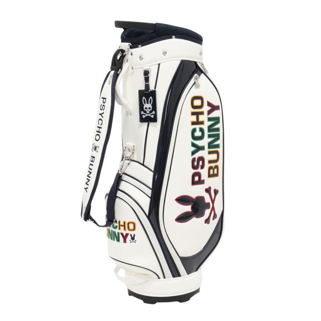 サイコバニー(Psycho Bunny)ゴルフ キャディバッグ カート式 9.0型 LOGOART PBMG5FC4-WHT(…