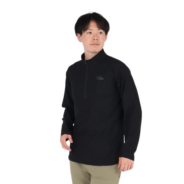 POLEWARDS(POLEWARDS)長袖Tシャツ ロンT Woolmesh ハーフジップ PW2TJB01 BLK ブラッ…