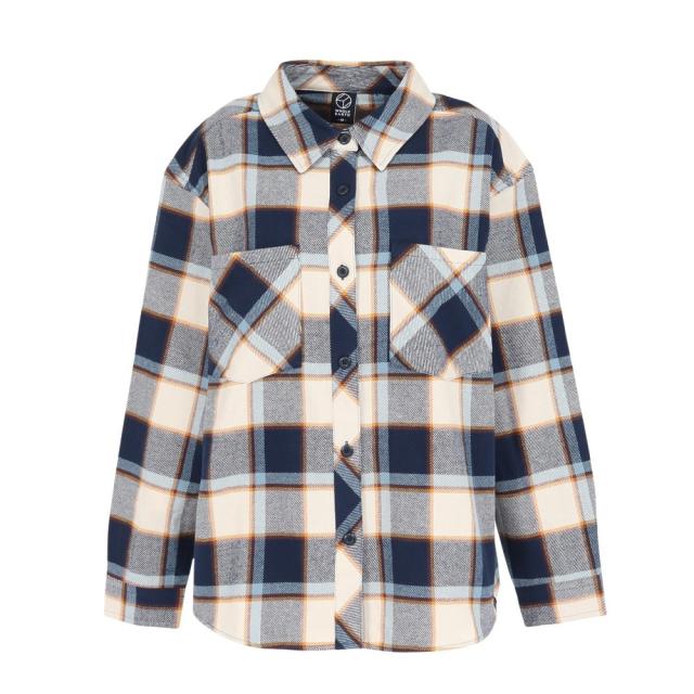 ホールアース(Whole Earth)長袖シャツ カジュアル チェックネルシャツ WE2UDZ71 NVY(Lady’s)