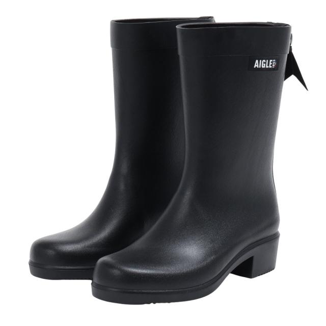 エーグル(AIGLE)ミリカ ミッド ラバーブーツ ZZFNB67-001 ブラック レインブーツ 防水 耐久性 ハンドメイド…