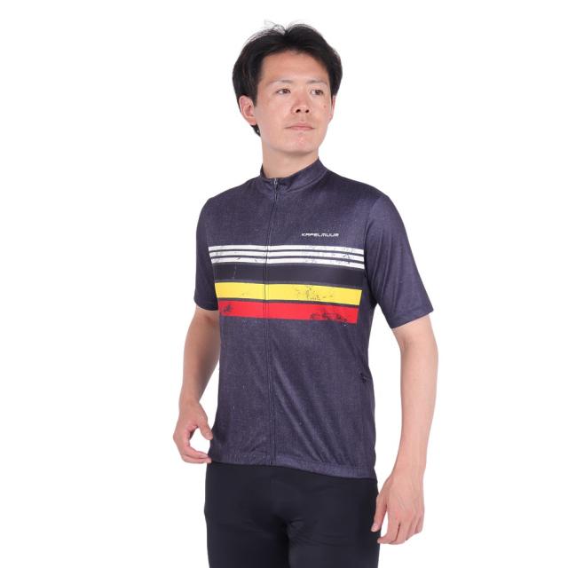 カペルミュール(KAPELMUUR)サイクリング ウェア 半袖 デニムプリント ジャージ ベルギーライン kphs1089-N…