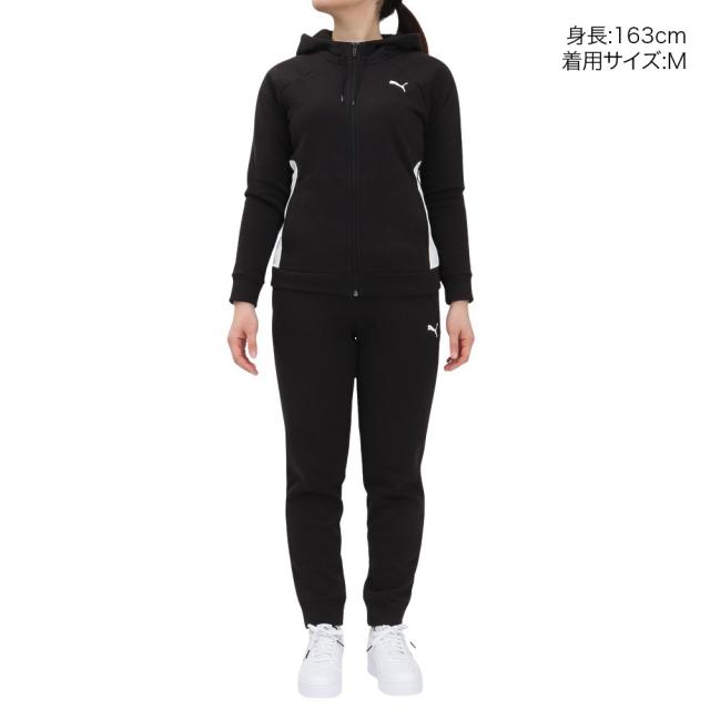 プーマ(PUMA)ウォームアップ クラシック フーデット トラックス 上下セット 684127 01 BLK(Lady’s)_1