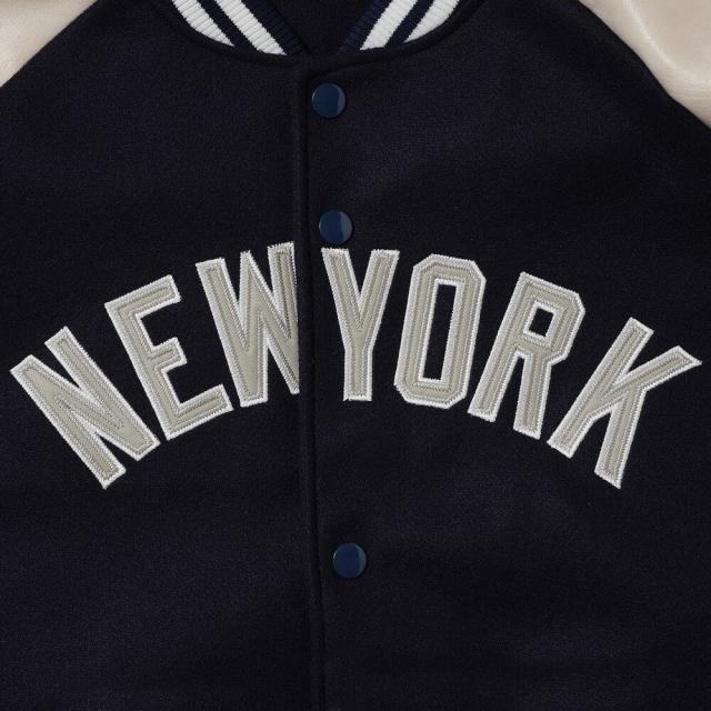 エムエルビー(MLB)スタンダード ロゴ PU メルトンジャケット ML2325FW0002-NVY(Men’s)_2