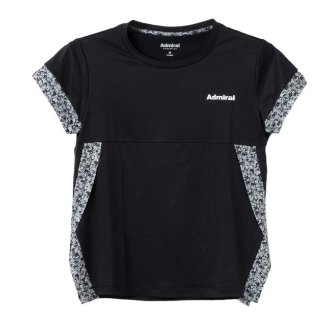 アドミラル ゴルフ(Admiral GOLF)テニスウェア フラワープリント サイドスリット Tシャツ ATLA619-BLK…