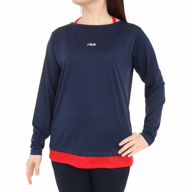 フィラ(FILA)テニスウェア レディース 長袖エンボス フェイクTシャツ