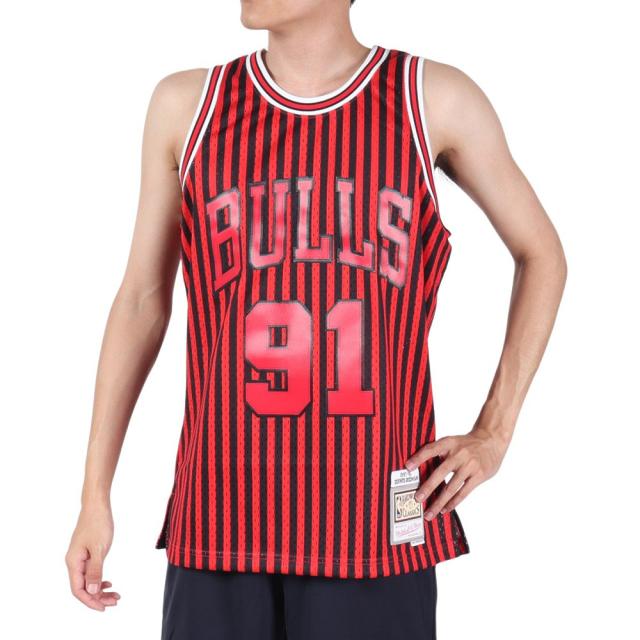 ミッチェルアンドネス(Mitchell&Ness)NBA シカゴブルズ デニスロッドマン ストライプ スイングマン タンクトッ…
