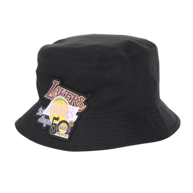 ミッチェルアンドネス(Mitchell&Ness)バケットハット NBA ロゴラップ HWC レイカーズ HBKB6730-L…