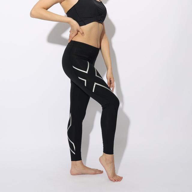 ツー・タイムズ・ユー(2XU)ストライプド コンプレッション タイツ WA4173B-BLK/SIL(Lady’s)_4