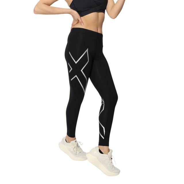 ツー・タイムズ・ユー(2XU)ストライプド コンプレッション タイツ WA4173B-BLK/SIL(Lady’s)