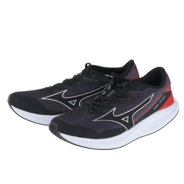 ミズノ(MIZUNO)ランニングシューズ デュエルフラッシュ ブラック シルバー U1GD238001 スニーカー 軽量 レー…