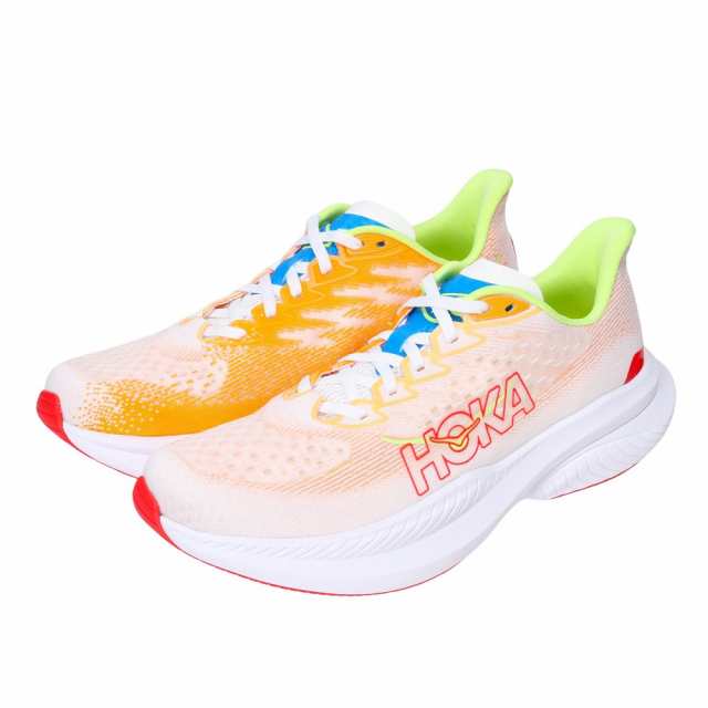 ホカ(HOKA)ランニングシューズ マッハ6 ホワイト オレンジ 1147790-WLR スニーカー トレーニングシューズ 部…