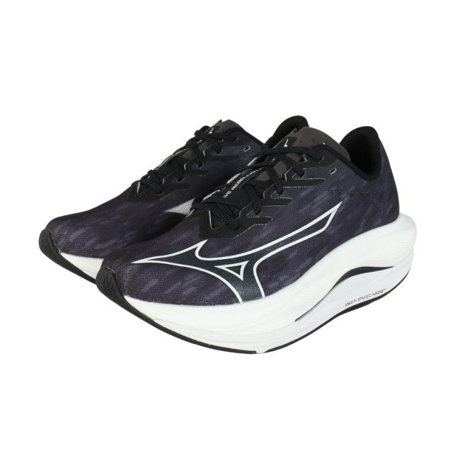 ミズノ(MIZUNO)ランニングシューズ 部活 ウエーブ リベリオン フラッシュ 3 ワイド ブラック ホワイト J1GC25…