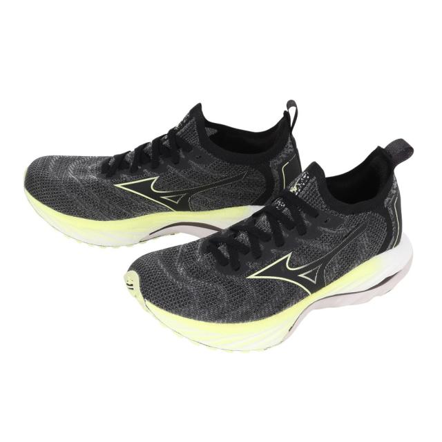 ミズノ(MIZUNO)ランニングシューズ ウエーブ ネオ ウインド ブラック イエロー J1GC227852 スニーカー ジョ…