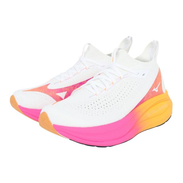 ミズノ(MIZUNO)ランニングシューズ ジョギングシューズ ネオ ビスタ 2 ホワイト ピンク J1GC254704 スニー…