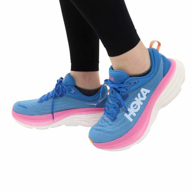 【ポイント10％！ 10/23 21:00〜22:59限定】ホカ(HOKA)ランニングシューズ ボンダイ 8 BONDI 8 ブルー ピンク 1127952-CSAA スニーカー