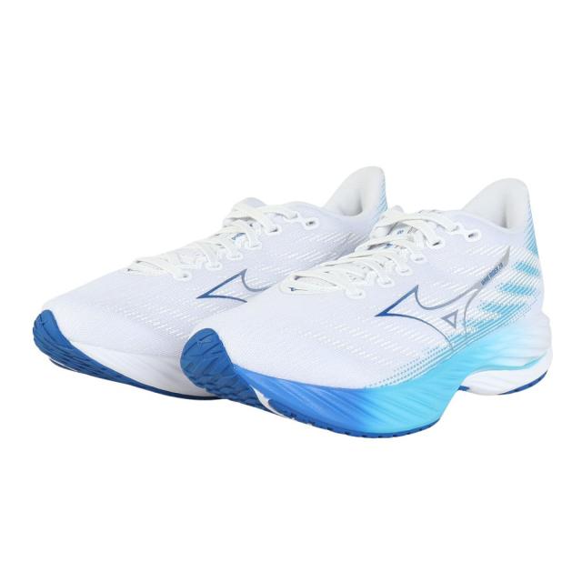 ミズノ(MIZUNO)ランニングシューズ ウエーブライダー28 ホワイト ブルー J1GD240321 スニーカー ジョギング…
