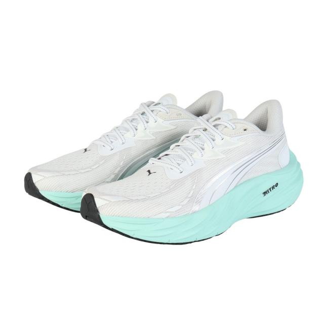 プーマ(PUMA)ランニングシューズ ジョギングシューズ ヴェロシティ ニトロ 4 ホワイト グリーン 31114105 スニ…