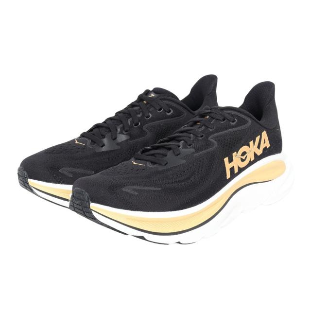 ホカ(HOKA)ランニングシューズ ジョギングシューズ クリフトン 10 ブラック ゴールド 1162031-BKGD スニー…