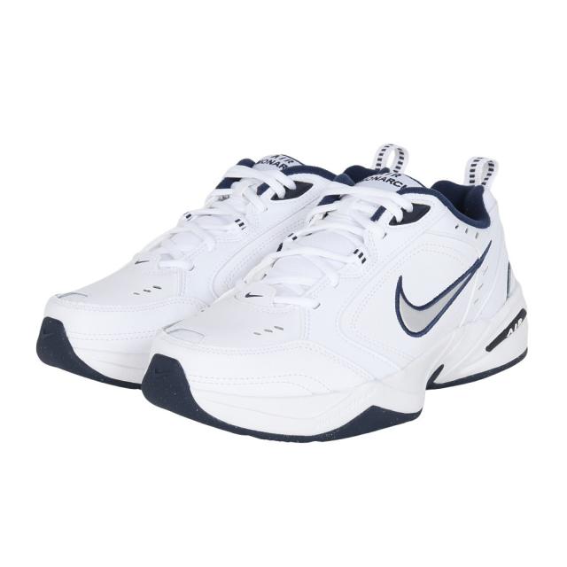 ナイキ(NIKE)スニーカー ウォーキングシューズ エア モナーク IV エクストラワイド ホワイト ネイビー 416355-…