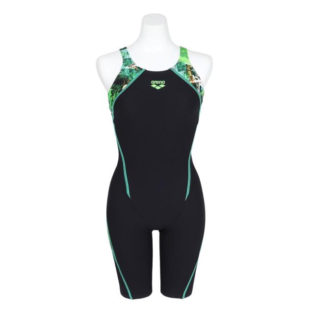 アリーナ(ARENA)競泳水着 水泳 タフスーツ トレーニングワンピーススパッツ 黒×緑 S-LLサイズ AS5FWM09L …