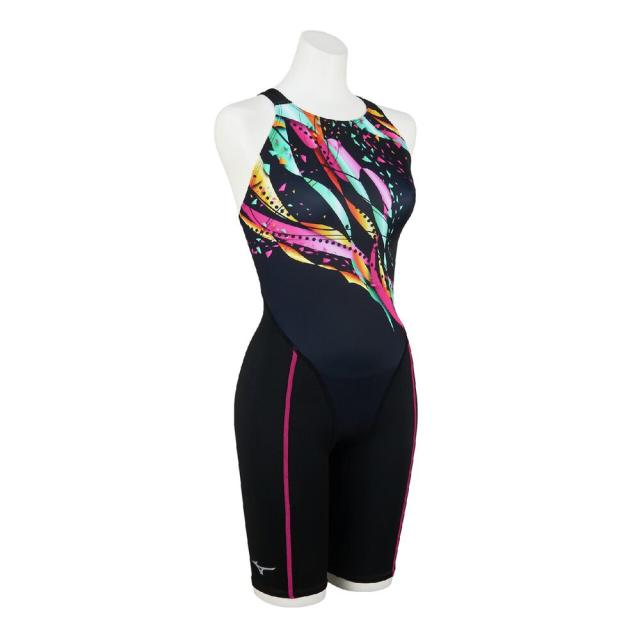 【ポイント5％！5/3 21:00〜22:59限定】ミズノ(MIZUNO)競泳水着 レディース 水泳 ST Graphic ハーフスーツ WA承認 黒×ピンク S-LLサイズ N…_2