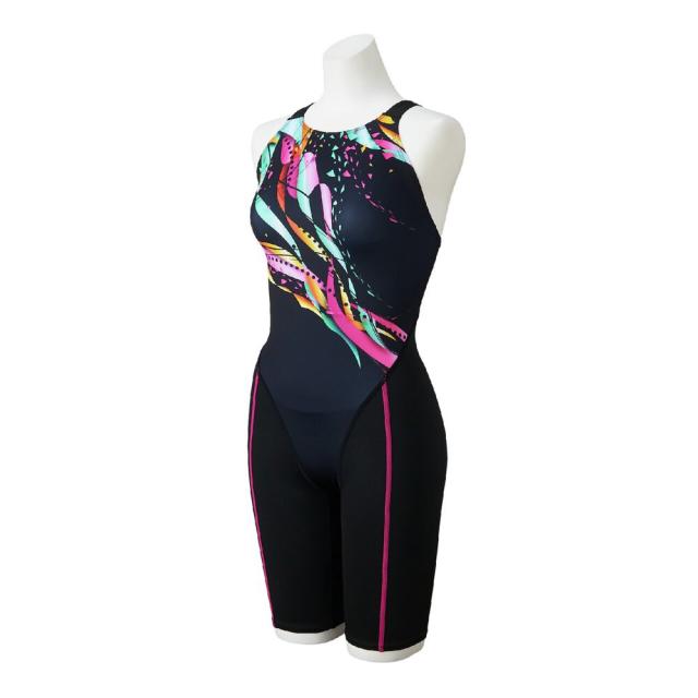 【ポイント5％！5/3 21:00〜22:59限定】ミズノ(MIZUNO)競泳水着 レディース 水泳 ST Graphic ハーフスーツ WA承認 黒×ピンク S-LLサイズ N…