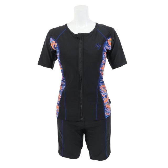 リュウナ(Ryuna)フィットネス水着 水泳 サイドモザイク柄 半袖セパレート水着 NP2314M BL(Lady’s)の通販は