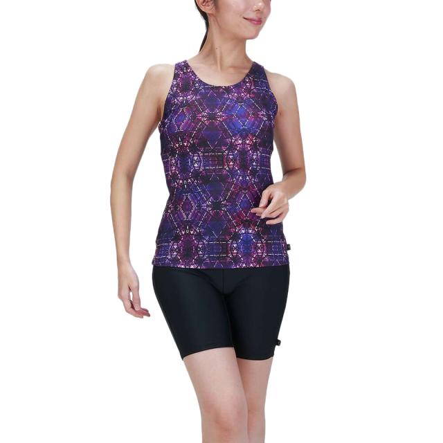 ミズノ(MIZUNO)フィットネス水着 アクアフィットネス用セパレーツ ボタン付 大きいサイズ N2JGB89667 パープル…の通販は 13,189円