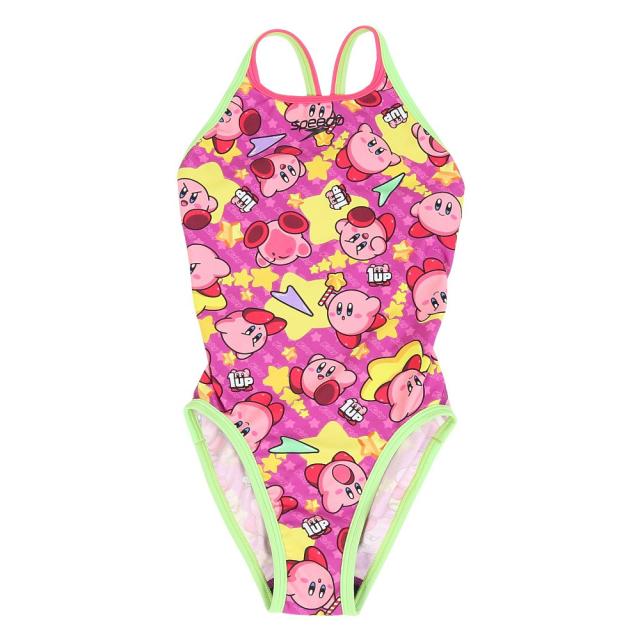 スピード(SPEEDO)競泳水着 ジュニア 女子 水泳 カービィスーパースターターンズスーツ 紫 パープル 130-150セン…