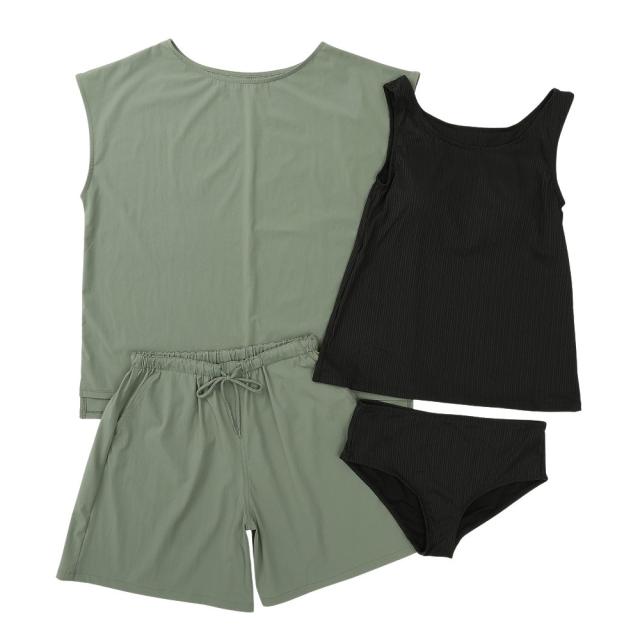 シュリーヌ(Shreanu)水着 4点セット セパレーツ水着上下&Tシャツ&ショートパンツ 418170KAK(Lady’s)