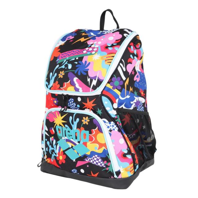 アリーナ(ARENA)水泳バッグ バックパック 総柄 35L 黒×エメラルド 