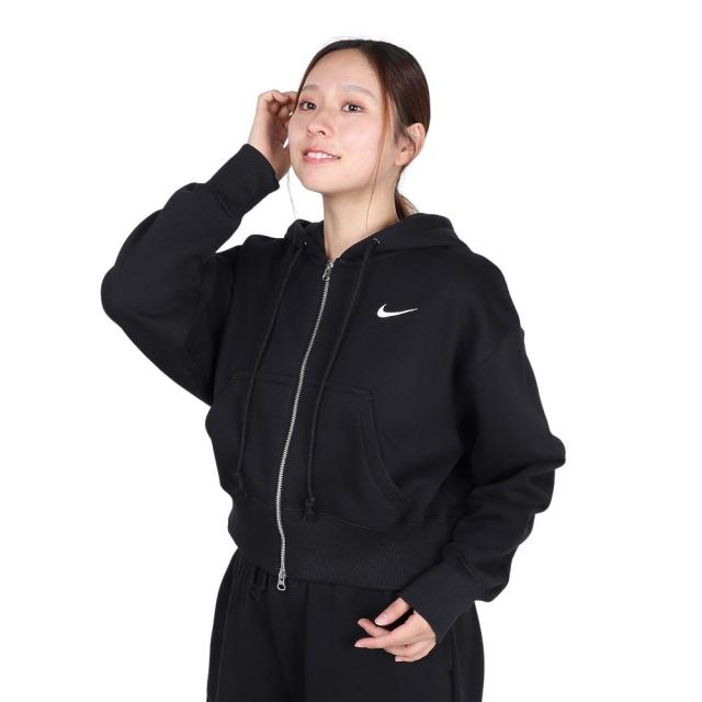 【ポイント5％！2/23 21:00〜22:59限定】ナイキ(NIKE)スポーツウェア クロップ フルジップ フリース 長袖フーディー HV2427-010(Lady’s)