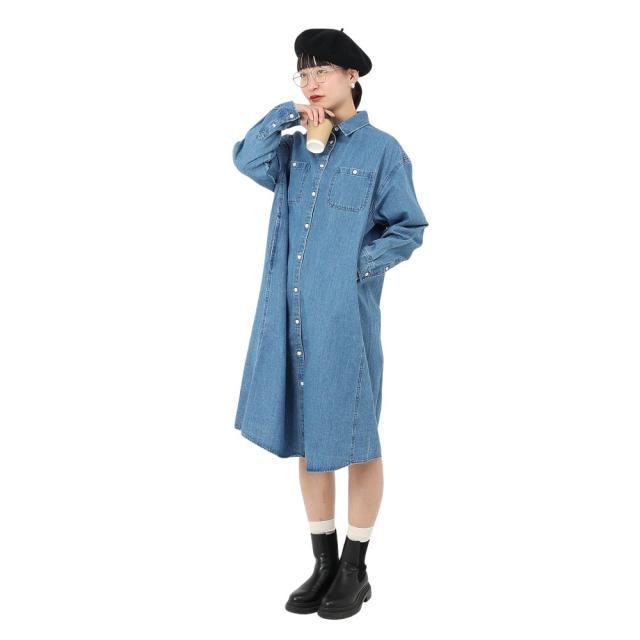 エルケクス(ELKEX)長袖 デニム ワンピース EKL5FA0016 LBLU(Lady’s)