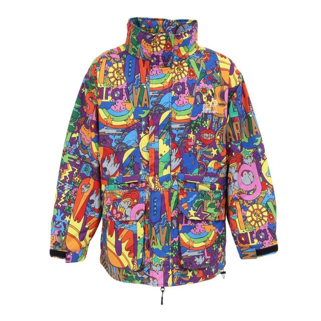 ゴースローキャラバン(GOSLOWCARAVAN)2レイヤー 総柄プリント フードインスタンド ブルゾン サイケ 350235…