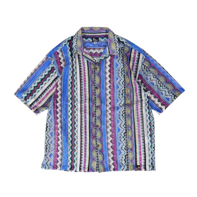 ゴースローキャラバン(GOSLOWCARAVAN)透かし編みレースシャツ 346119 BLU(Men’s)