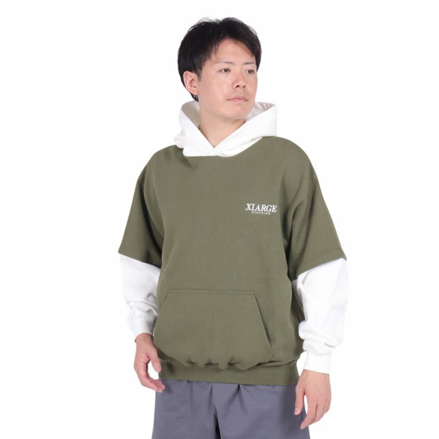 エクストララージ(XLARGE)LAYERED HOODED SWEAT 101231012020-OLIVE(Men’s)