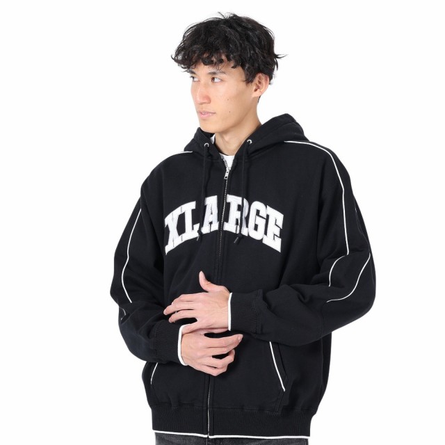 エクストララージ(XLARGE)PIPING ジップアップ フーデット スウェットシャツ 101234012008-BLACK…